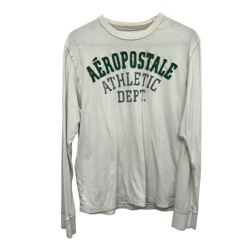 Aeropostale Athletic Dept Shirt L Beige Y2K Revival‎ Sport Casual Nostalgic